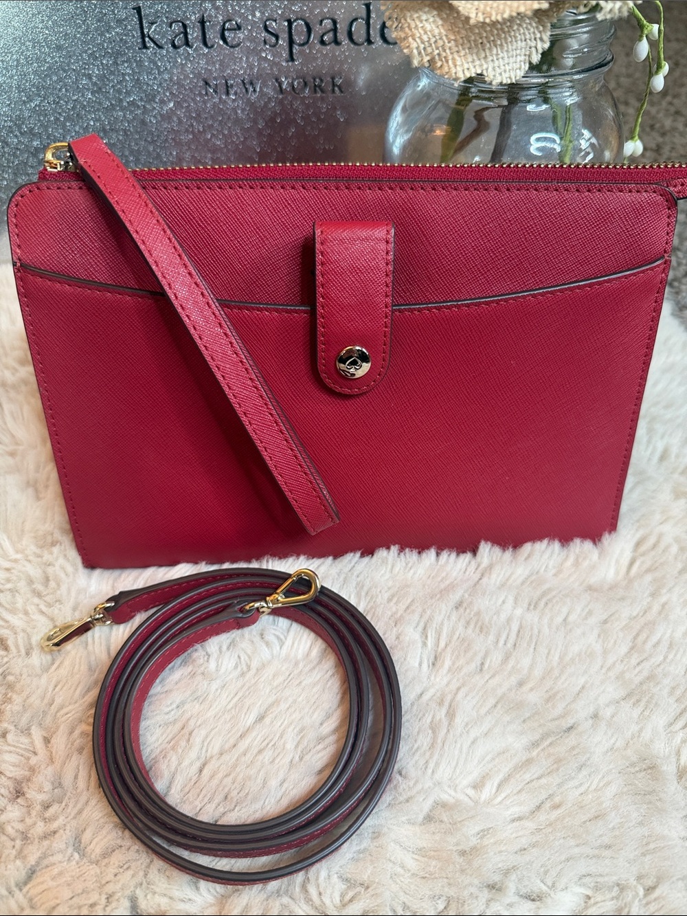 ✨ Kate Spade Laurel Way Hazy Rose Floral Large Roxanna Crossbody/Wrislet✨ - Picture 2 of 14